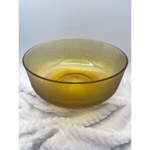 Vintage Amber Glass Kemple Indiana Bark Design Serving Bowl